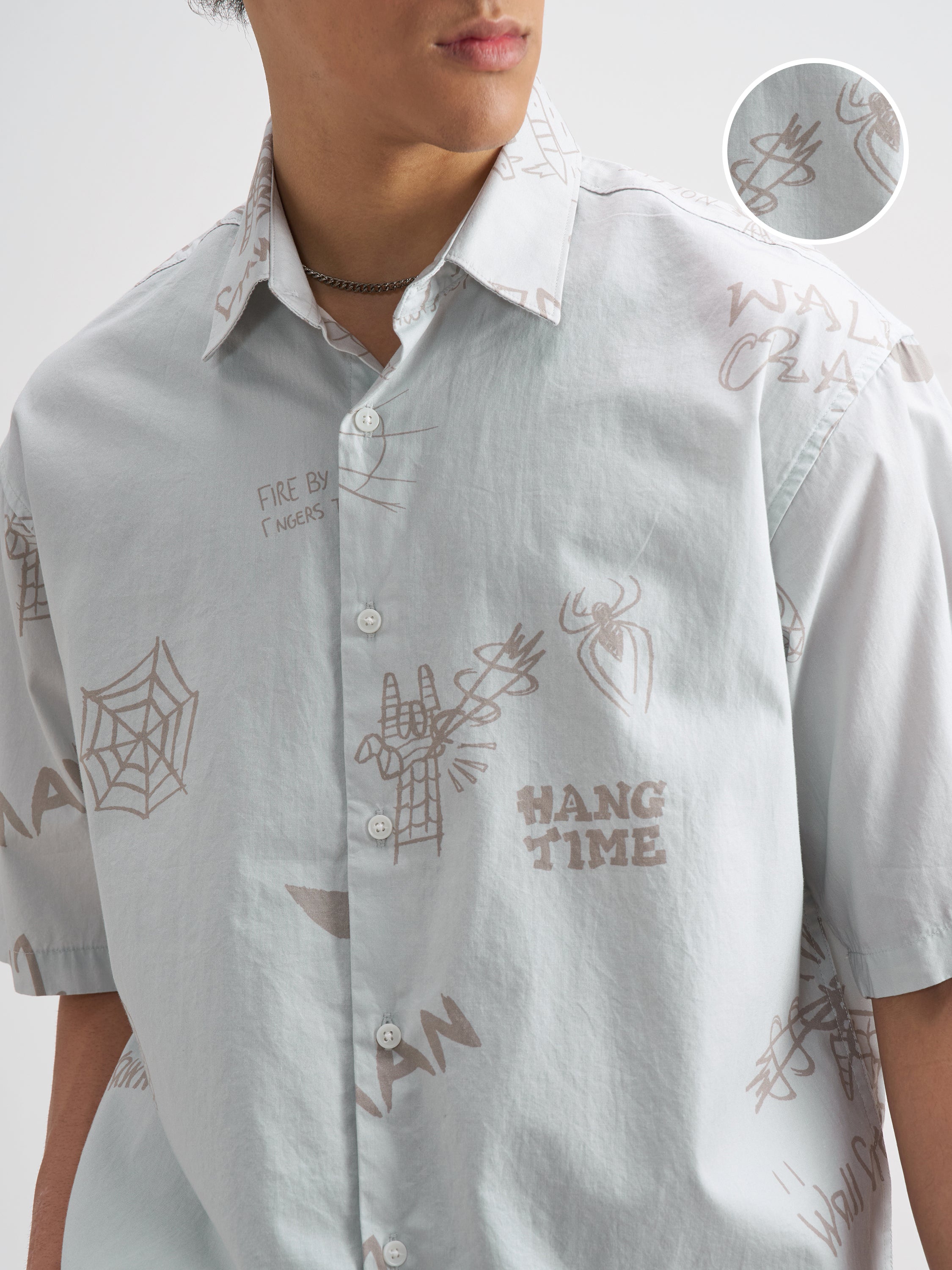 Marvel By Highlander Men Green Spider-Man Printed Boxy Fit Casual Shirt - Green - Image 5