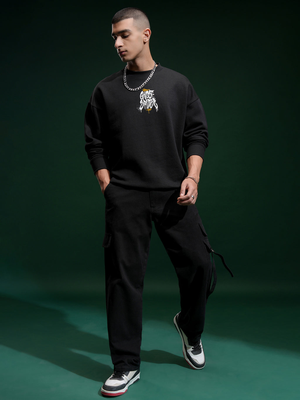Marvel By Highlander Men Black Spider-Man Round Neck Pullover Sweatshirt - Black - Image 2