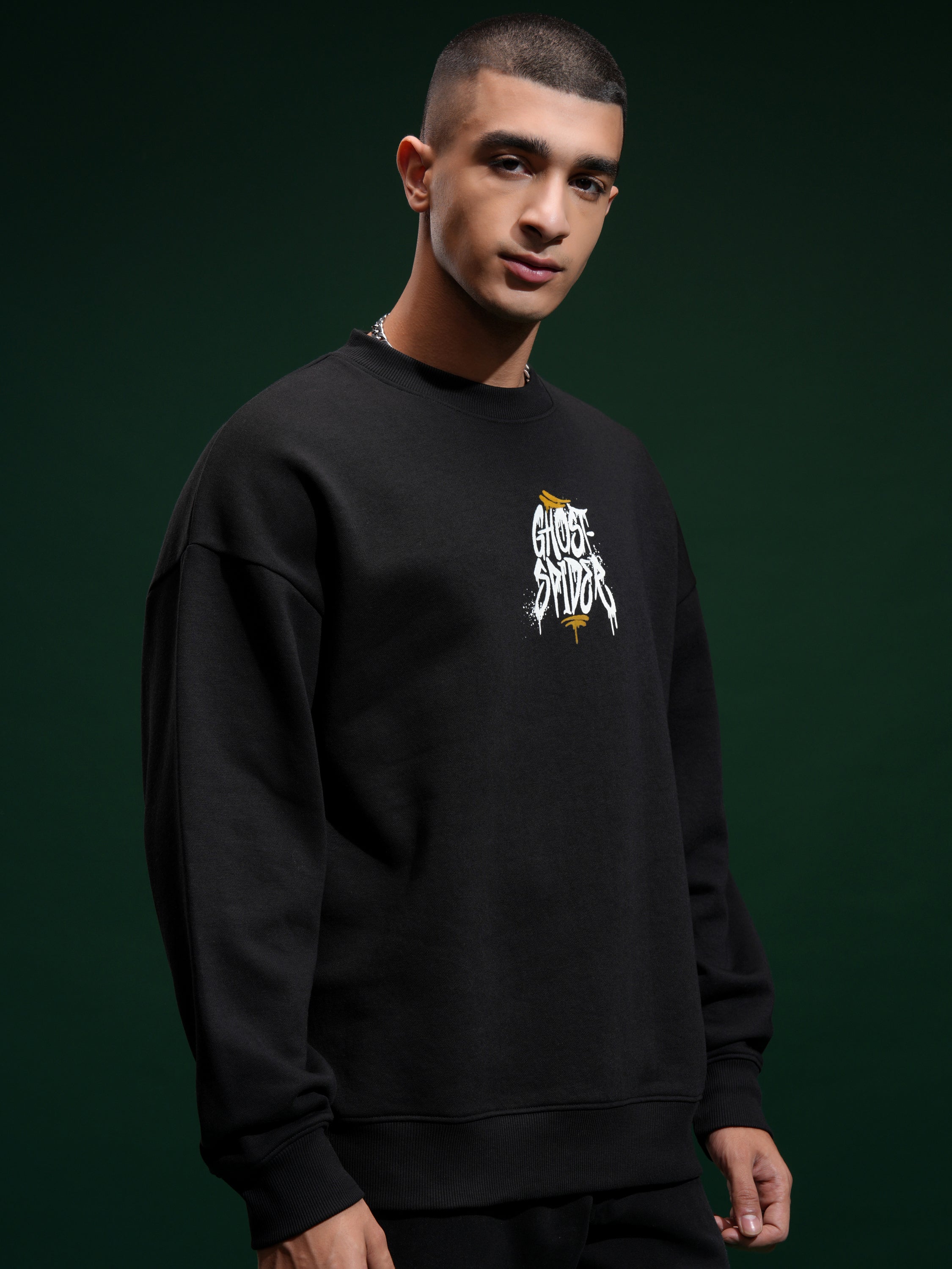 Marvel By Highlander Men Black Spider-Man Round Neck Pullover Sweatshirt - Black - Image 6