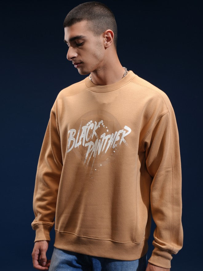 Marvel By Highlander Men Brown Black Panther Round Neck Pullover Sweatshirt - Brown - Image 4