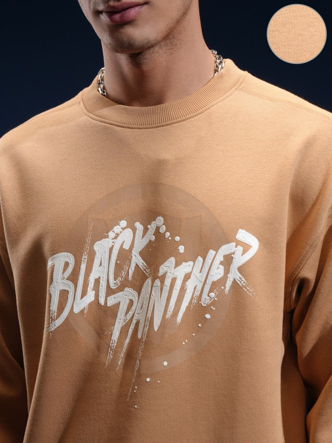 Marvel By Highlander Men Brown Black Panther Round Neck Pullover Sweatshirt - Brown - Image 5