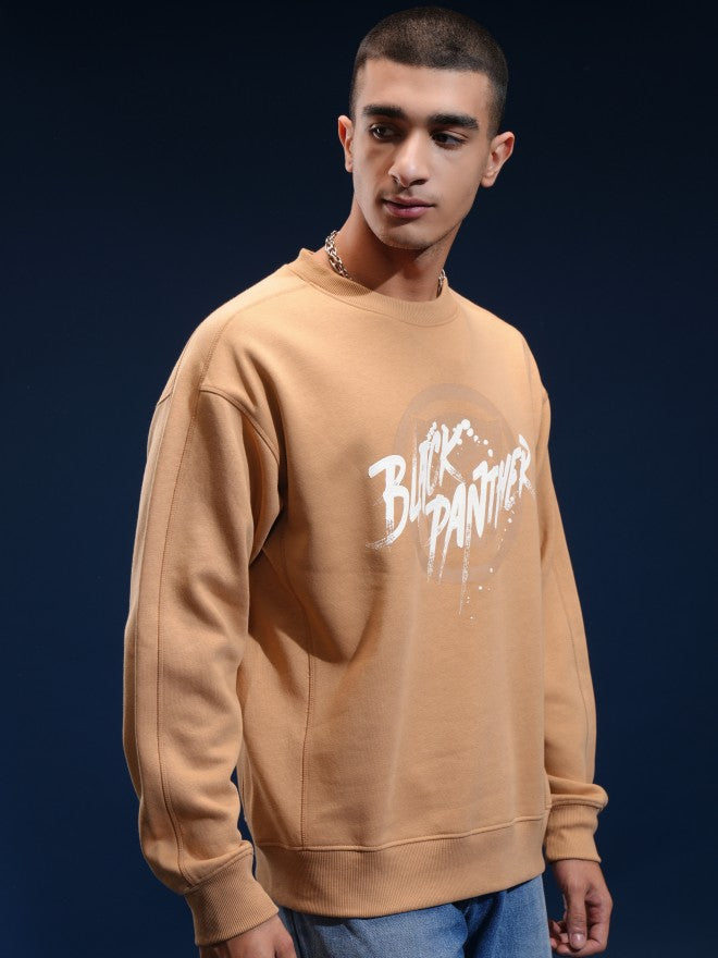 Marvel By Highlander Men Brown Black Panther Round Neck Pullover Sweatshirt - Brown - Image 6