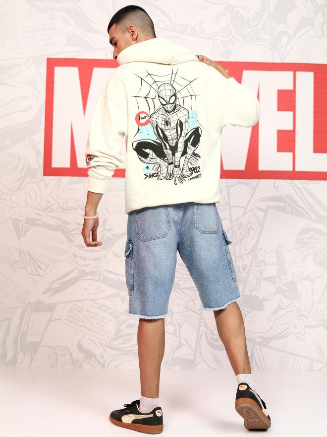 Marvel By Highlander Men White Spider-Man Hooded Pullover Sweatshirt - White - Image 2