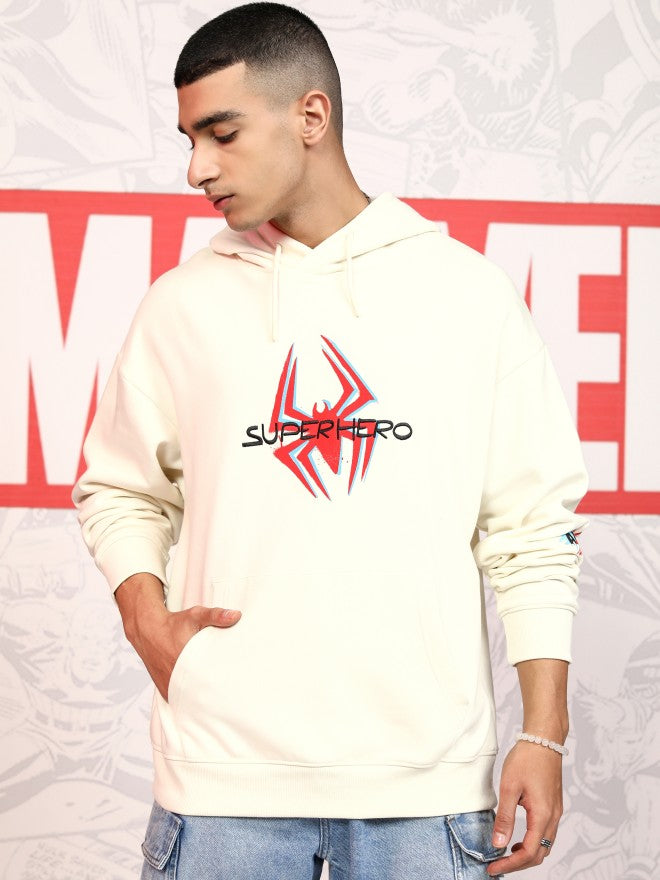 Marvel By Highlander Men White Spider-Man Hooded Pullover Sweatshirt - White - Image 3