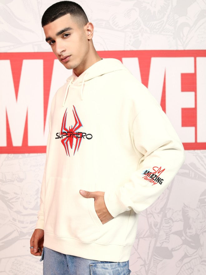 Marvel By Highlander Men White Spider-Man Hooded Pullover Sweatshirt - White - Image 4