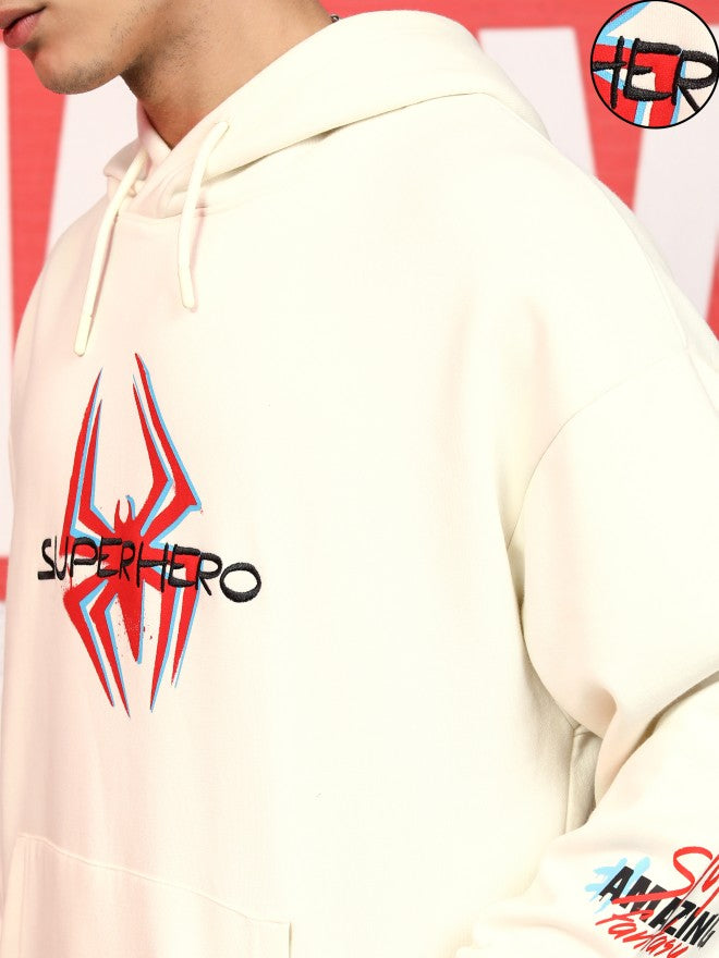 Marvel By Highlander Men White Spider-Man Hooded Pullover Sweatshirt - White - Image 5