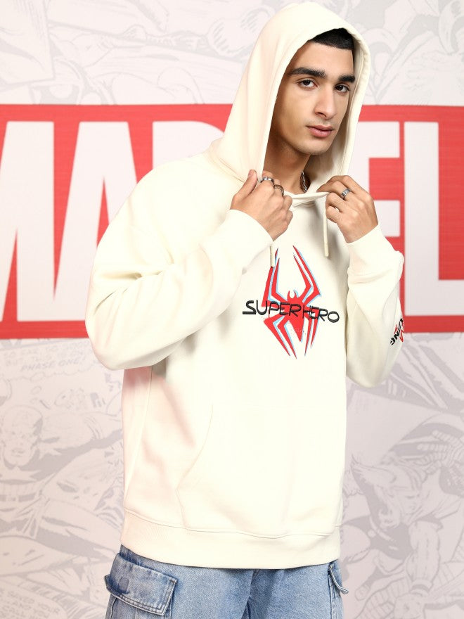 Marvel By Highlander Men White Spider-Man Hooded Pullover Sweatshirt - White - Image 6
