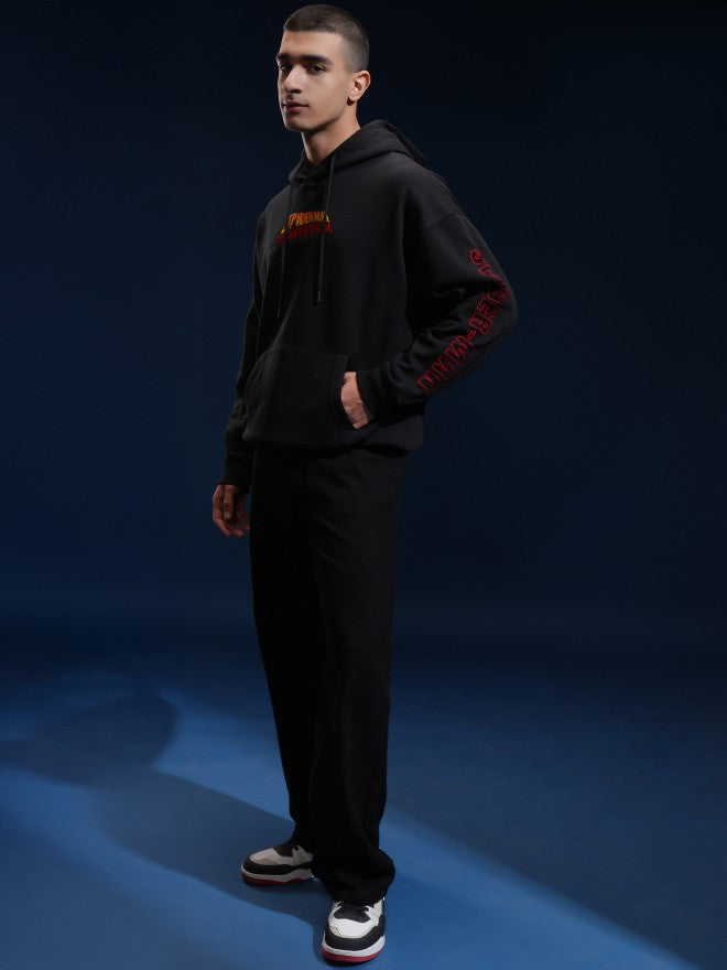 Marvel By Highlander Men Black Spider-Man Hooded Pullover Sweatshirt - Black - Image 2
