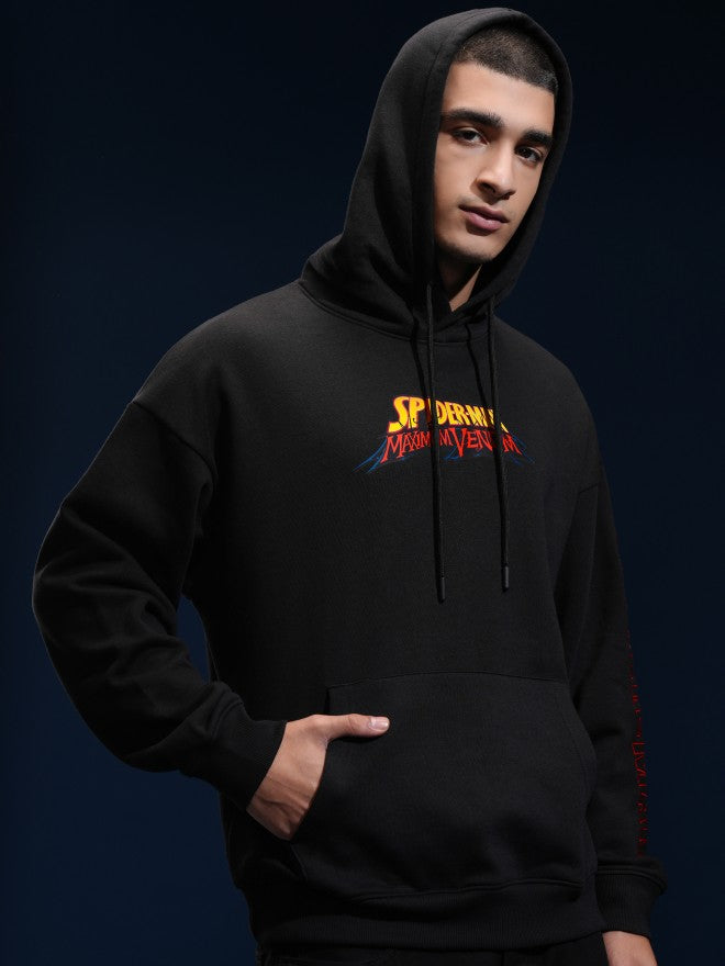 Marvel By Highlander Men Black Spider-Man Hooded Pullover Sweatshirt - Black - Image 6
