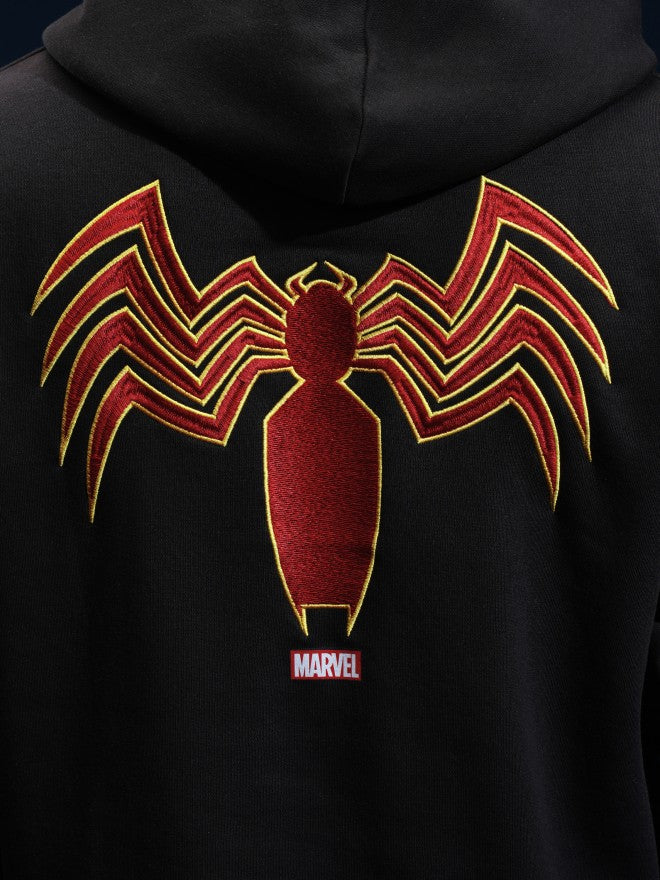 Marvel By Highlander Men Black Spider-Man Hooded Pullover Sweatshirt - Black - Image 7