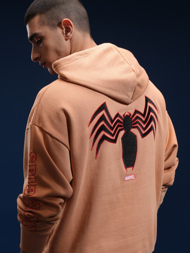 Marvel By Highlander Men Brown Spider-Man Hooded Pullover Sweatshirt - Brown - Image 1