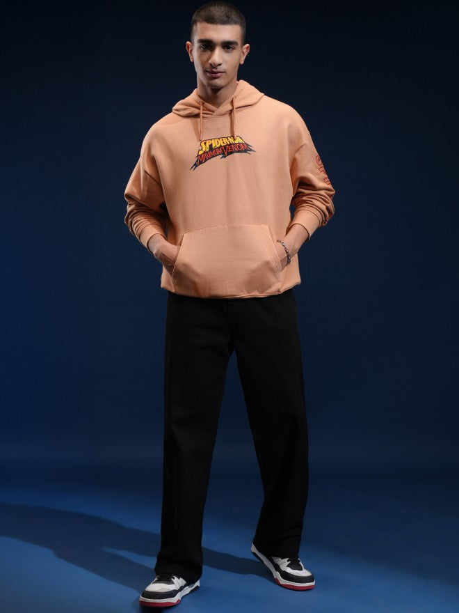 Marvel By Highlander Men Brown Spider-Man Hooded Pullover Sweatshirt - Brown - Image 2