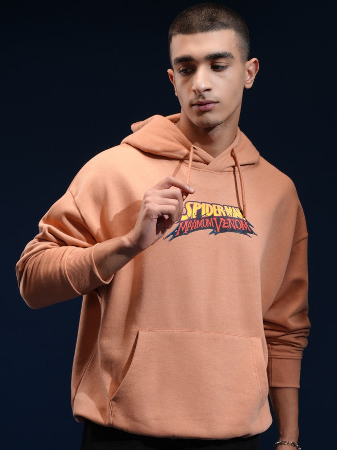 Marvel By Highlander Men Brown Spider-Man Hooded Pullover Sweatshirt - Brown - Image 3