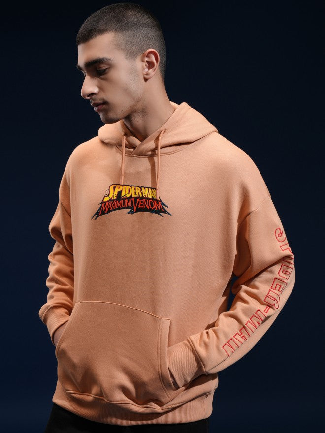 Marvel By Highlander Men Brown Spider-Man Hooded Pullover Sweatshirt - Brown - Image 4