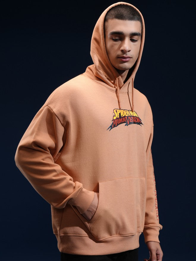 Marvel By Highlander Men Brown Spider-Man Hooded Pullover Sweatshirt - Brown - Image 6