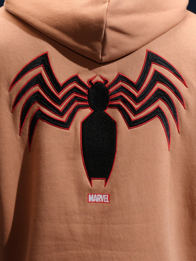Marvel By Highlander Men Brown Spider-Man Hooded Pullover Sweatshirt - Brown - Image 7