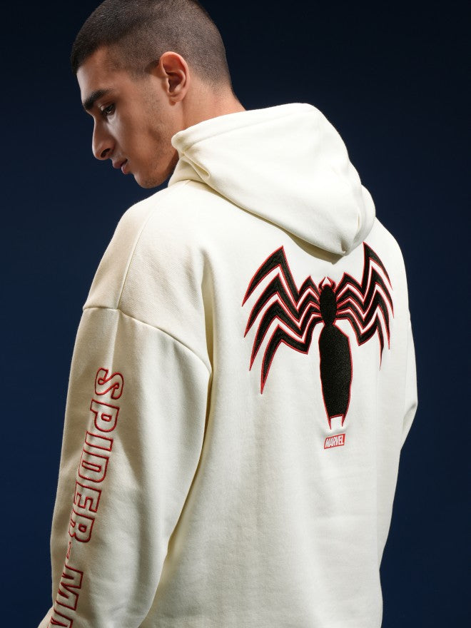 Marvel By Highlander Men White Spider-Man Hooded Pullover Sweatshirt - White - Image 1
