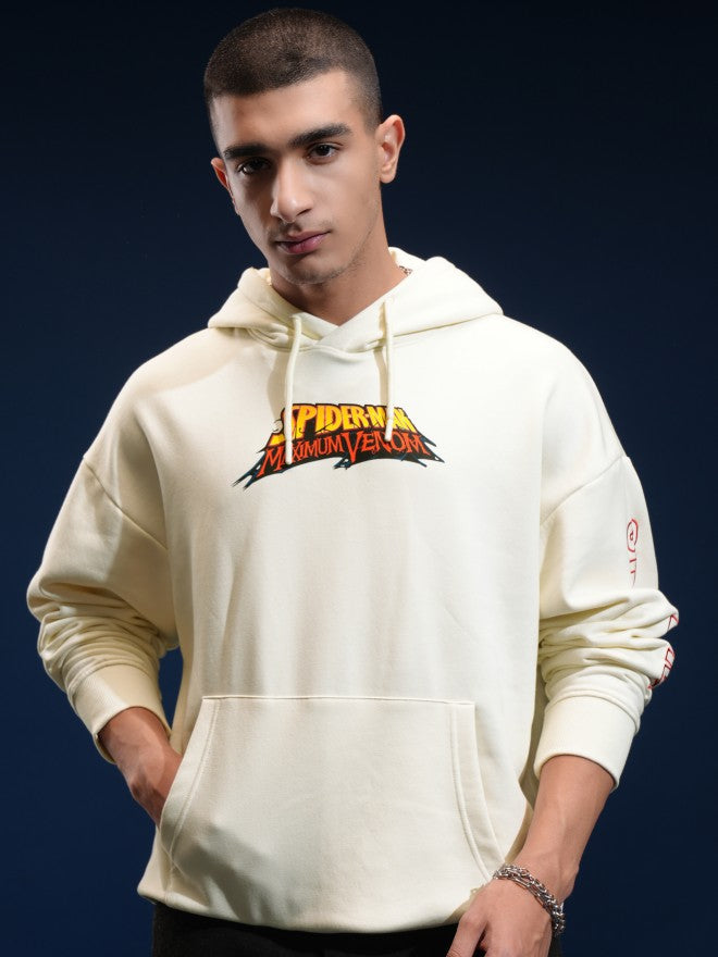 Marvel By Highlander Men White Spider-Man Hooded Pullover Sweatshirt - White - Image 3