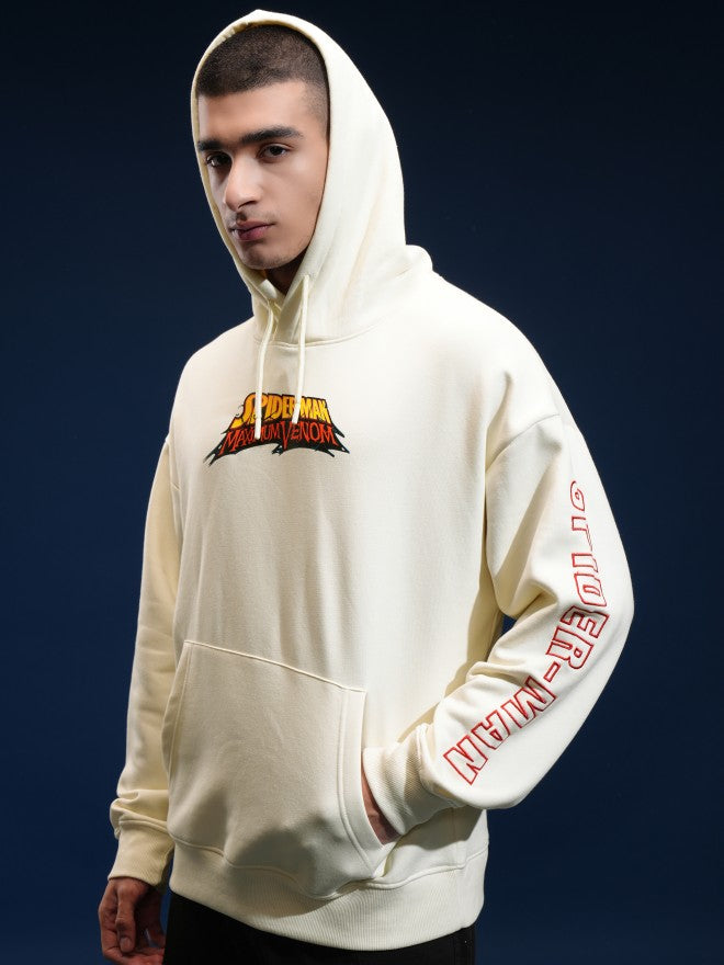 Marvel By Highlander Men White Spider-Man Hooded Pullover Sweatshirt - White - Image 4