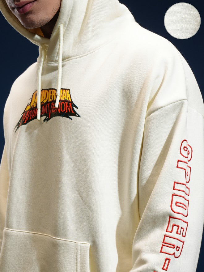 Marvel By Highlander Men White Spider-Man Hooded Pullover Sweatshirt - White - Image 5