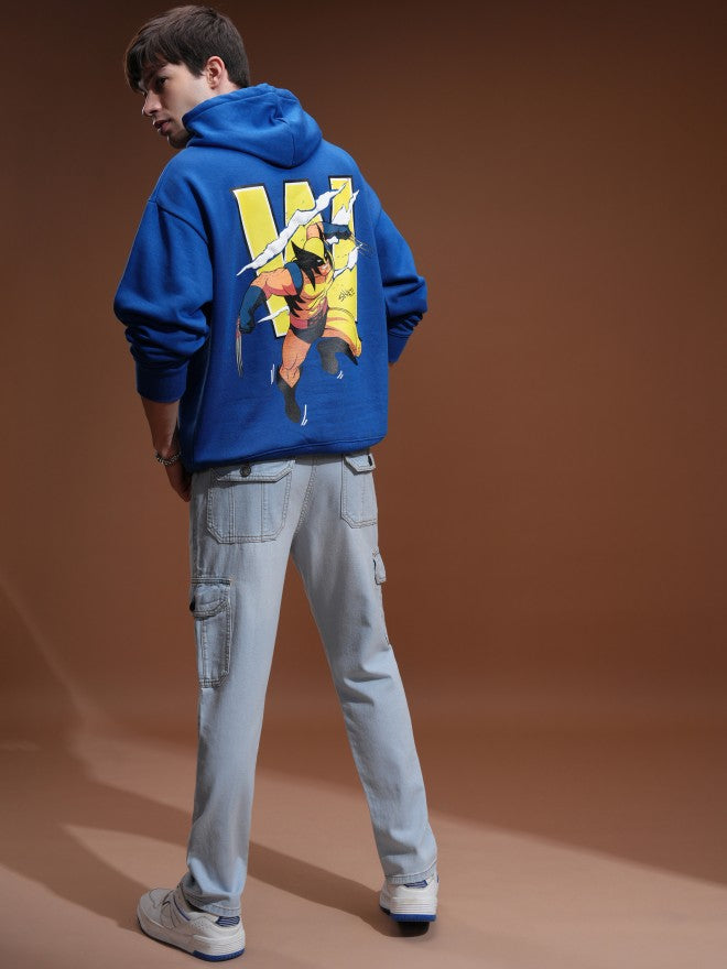 Marvel By Highlander Men Blue X-Men And Wolverine Hooded Pullover Sweatshirt - Blue - Image 2