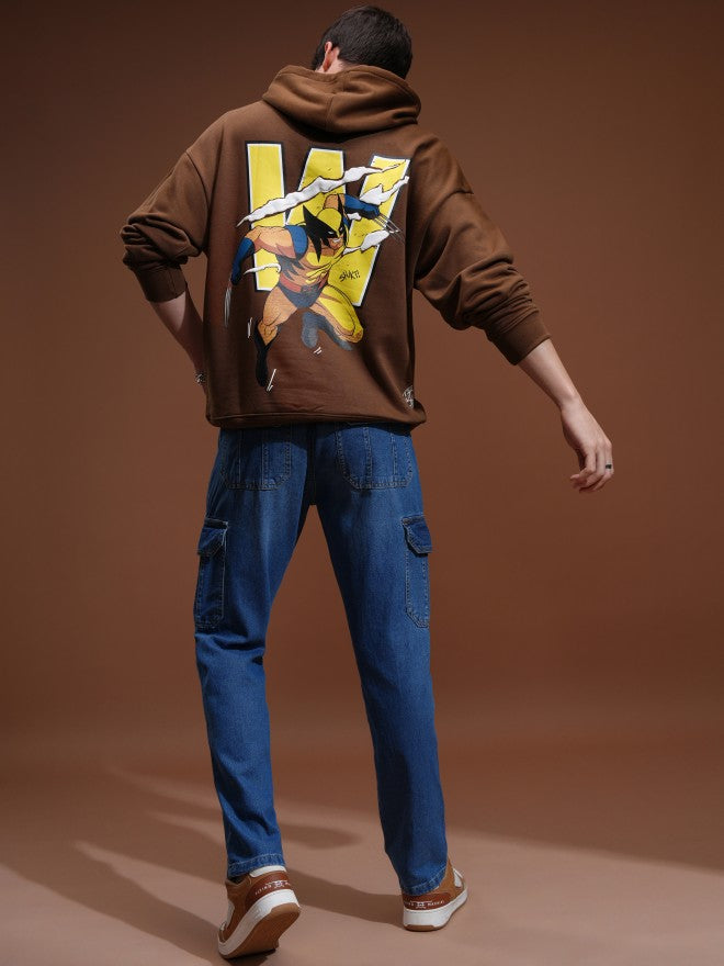 Marvel By Highlander Men Brown X-Men And Wolverine Hooded Pullover Sweatshirt - Brown - Image 2