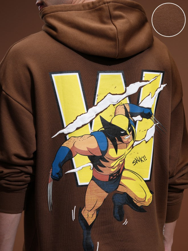 Marvel By Highlander Men Brown X-Men And Wolverine Hooded Pullover Sweatshirt - Brown - Image 5
