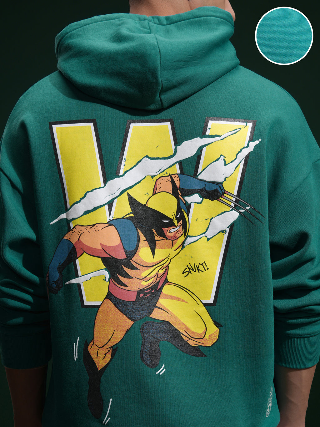 Marvel By Highlander Men Green Wolverine Hooded Pullover Sweatshirt - Green - Image 5