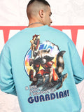 Marvel By Highlander Men Blue Rocket And Groot Round Neck Pullover Sweatshirt - Blue - Image 1