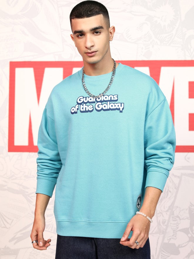 Marvel By Highlander Men Blue Rocket And Groot Round Neck Pullover Sweatshirt - Blue - Image 3