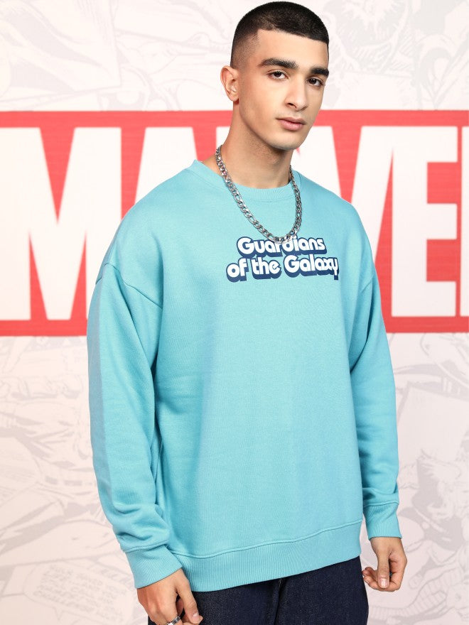 Marvel By Highlander Men Blue Rocket And Groot Round Neck Pullover Sweatshirt - Blue - Image 6
