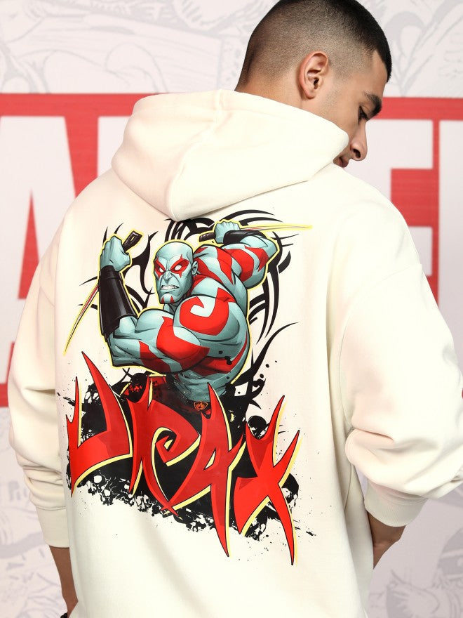 Marvel By Highlander Men White Drax The Destroyer Hooded Pullover Sweatshirt - White - Image 1