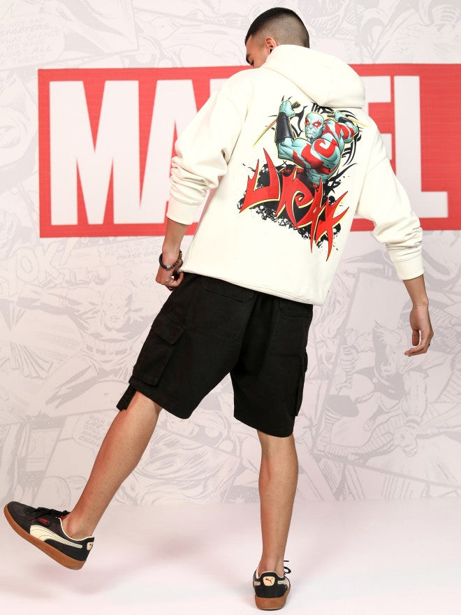 Marvel By Highlander Men White Drax The Destroyer Hooded Pullover Sweatshirt - White - Image 2
