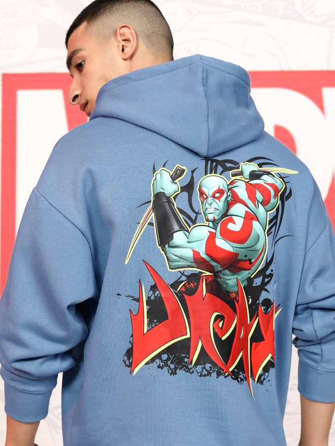 Marvel By Highlander Men Blue Drax The Destroyer Hooded Pullover Sweatshirt - Blue - Image 1