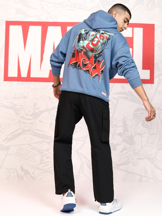Marvel By Highlander Men Blue Drax The Destroyer Hooded Pullover Sweatshirt - Blue - Image 2