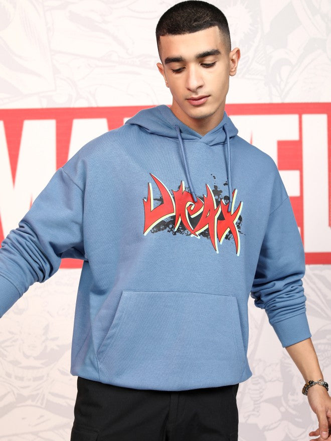 Marvel By Highlander Men Blue Drax The Destroyer Hooded Pullover Sweatshirt - Blue - Image 3
