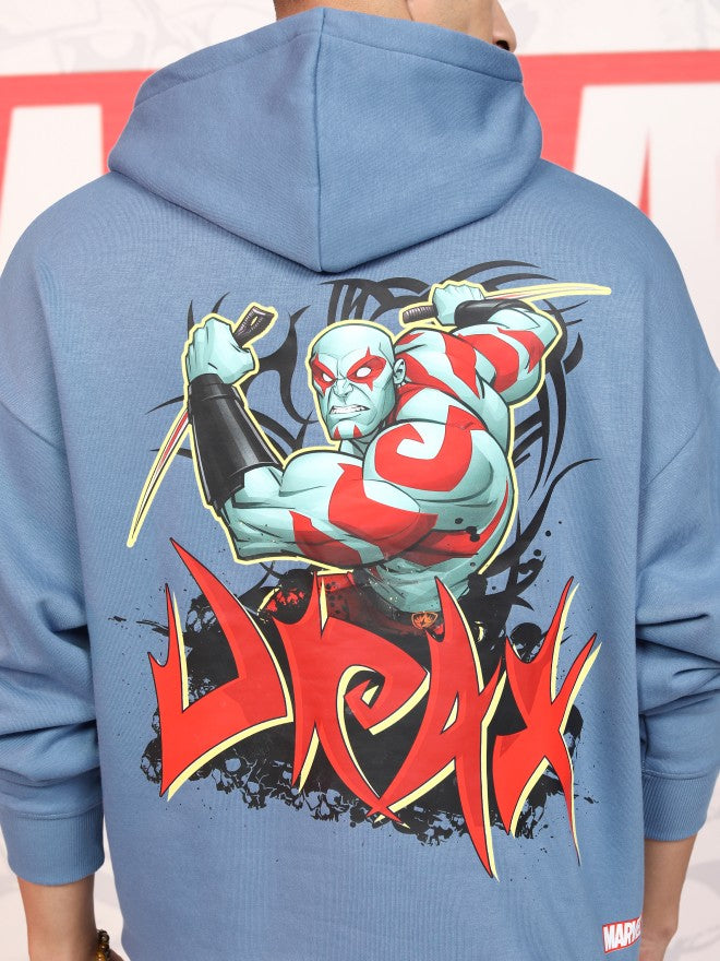 Marvel By Highlander Men Blue Drax The Destroyer Hooded Pullover Sweatshirt - Blue - Image 7