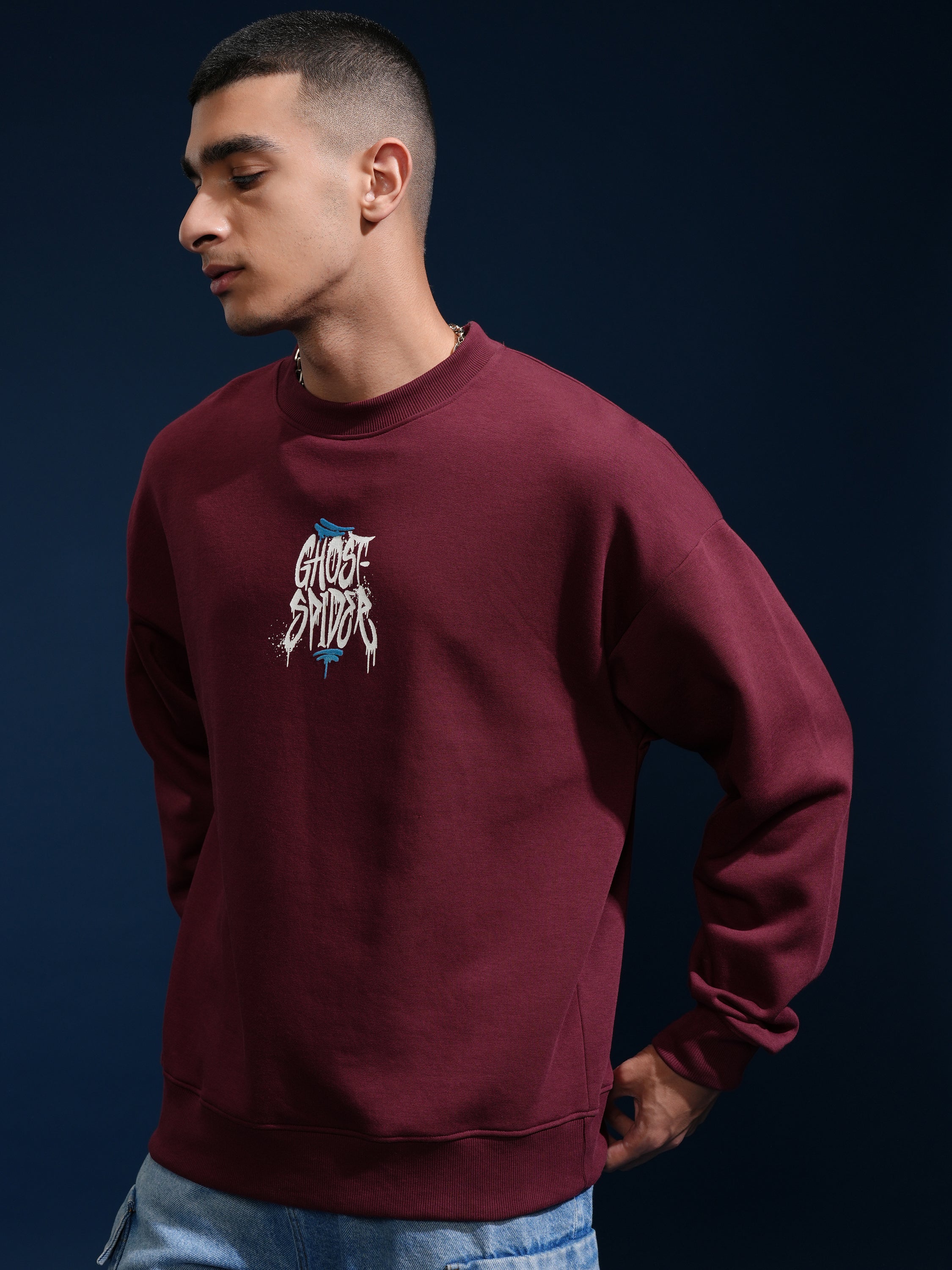 Marvel By Highlander Men Maroon Spider-Man Round Neck Pullover Sweatshirt - Maroon - Image 4