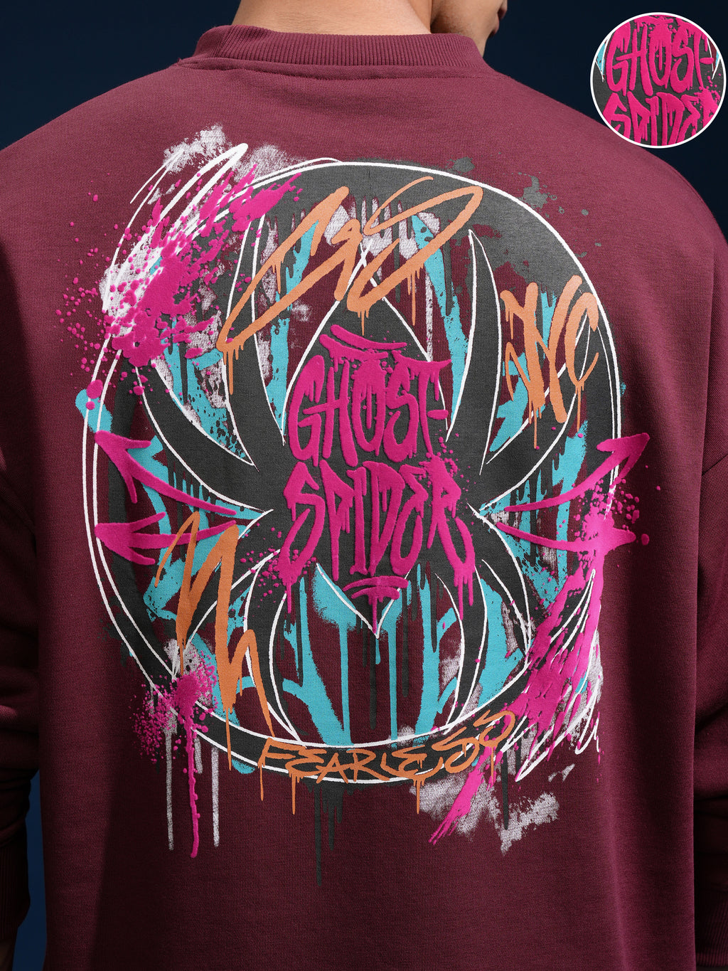 Marvel By Highlander Men Maroon Spider-Man Round Neck Pullover Sweatshirt - Maroon - Image 5