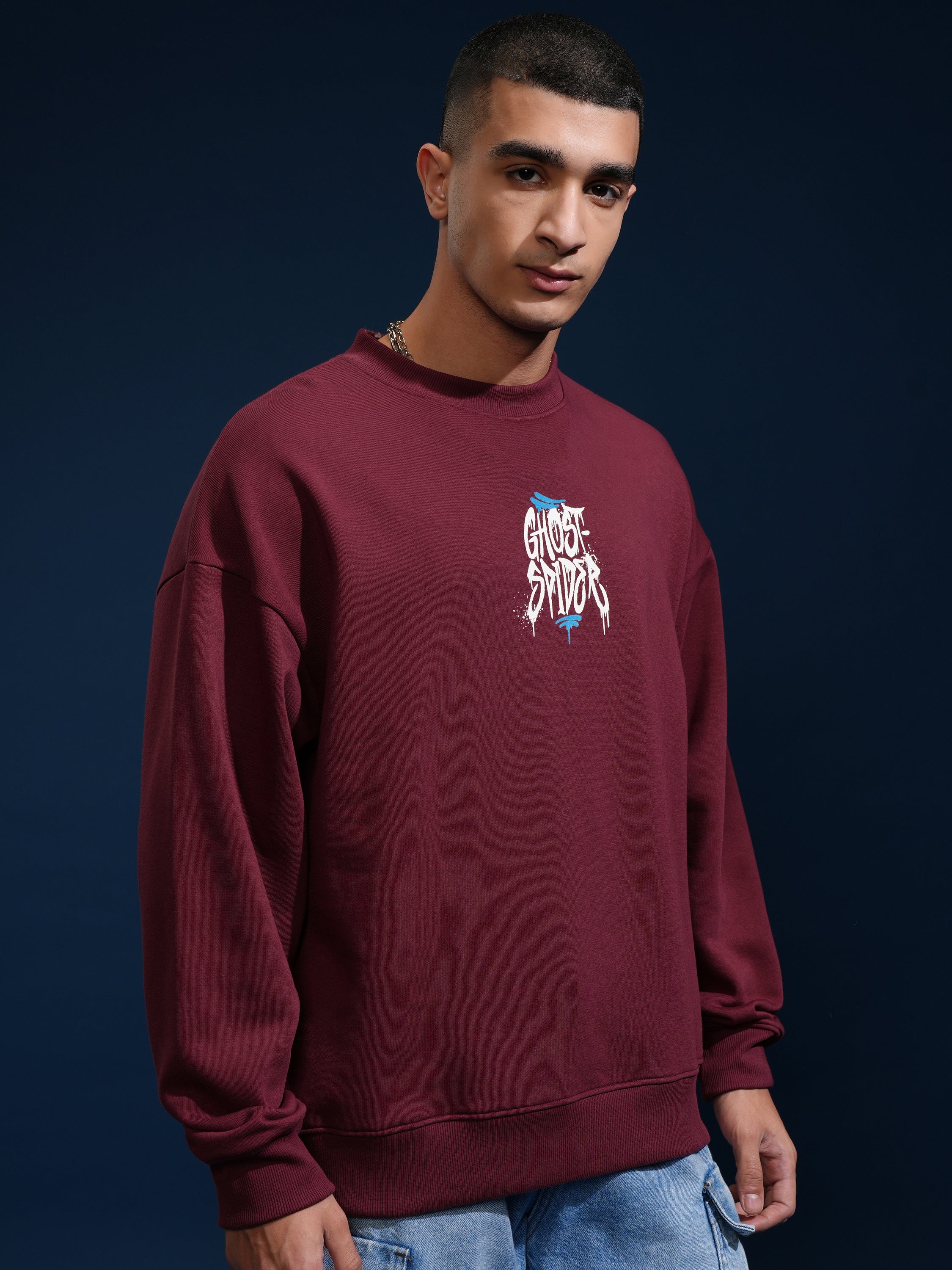 Marvel By Highlander Men Maroon Spider-Man Round Neck Pullover Sweatshirt - Maroon - Image 6