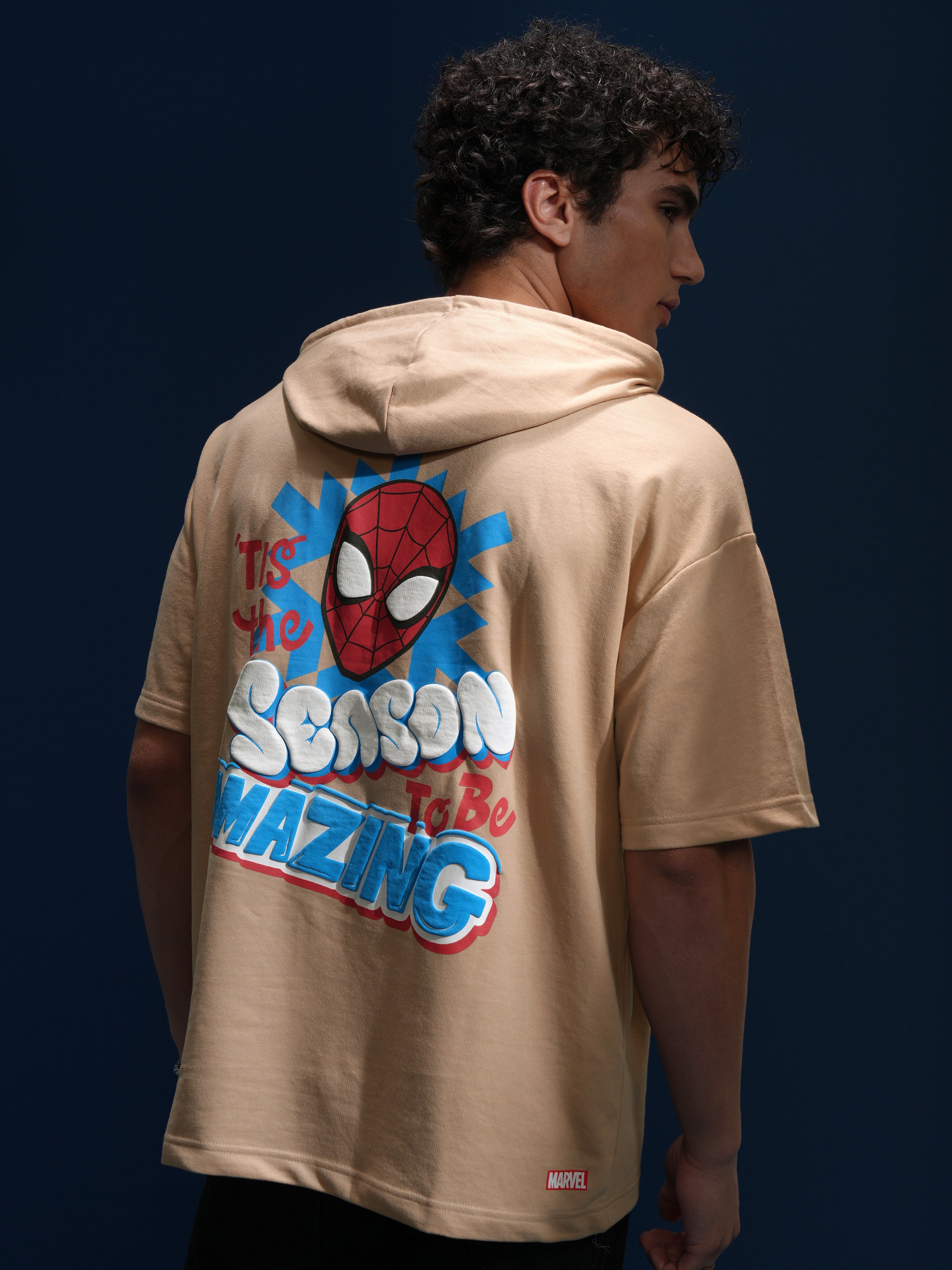 Marvel By Highlander Men Brown Spider-Man Hooded Pullover Sweatshirt - Brown - Image 3
