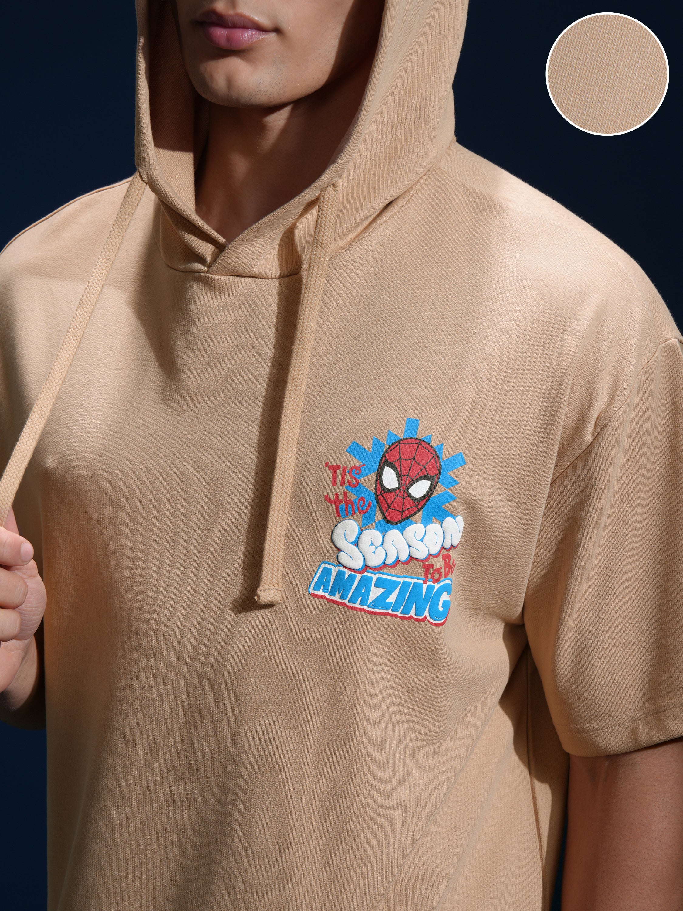 Marvel By Highlander Men Brown Spider-Man Hooded Pullover Sweatshirt - Brown - Image 5
