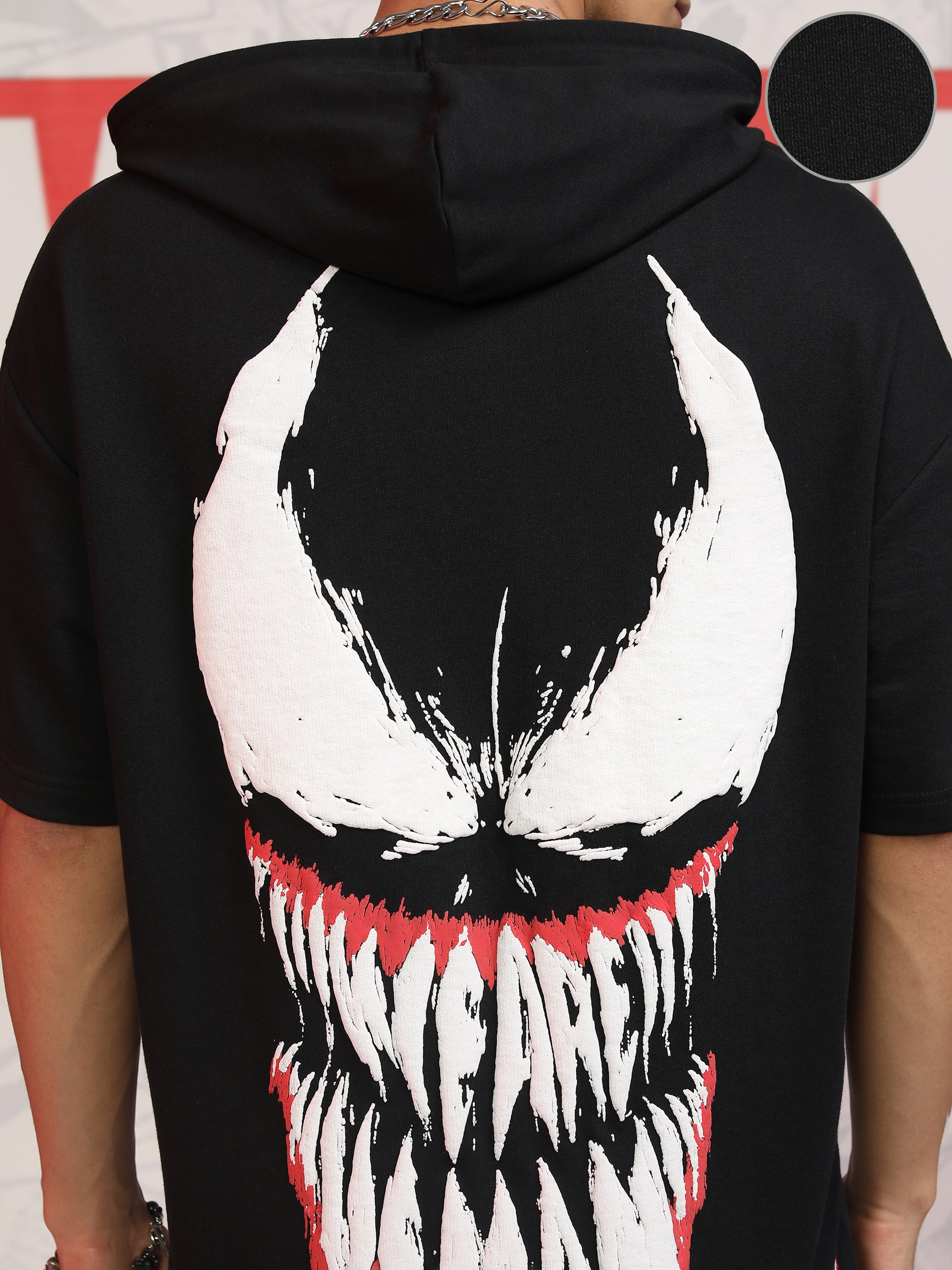 Marvel By Highlander Men Black Venom Hooded Pullover Sweatshirt - Black - Image 7