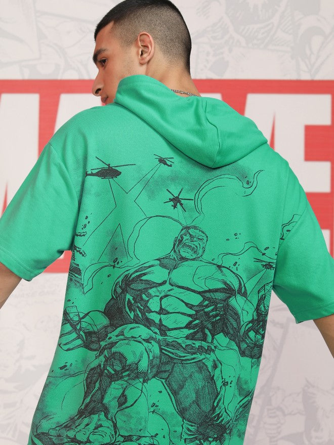 Marvel By Highlander Men Green Hulk Hooded Pullover Sweatshirt - Green - Image 1