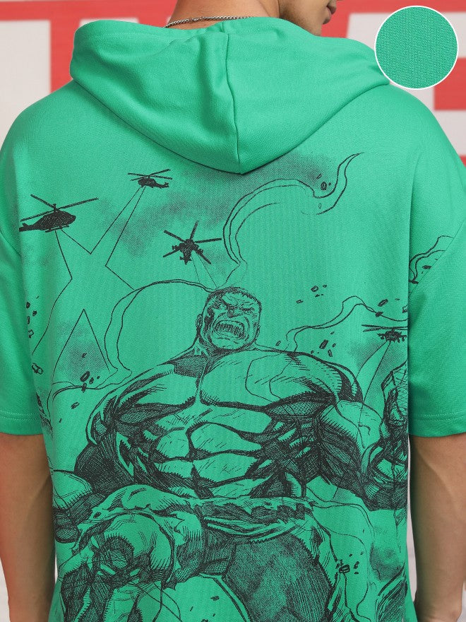 Marvel By Highlander Men Green Hulk Hooded Pullover Sweatshirt - Green - Image 5
