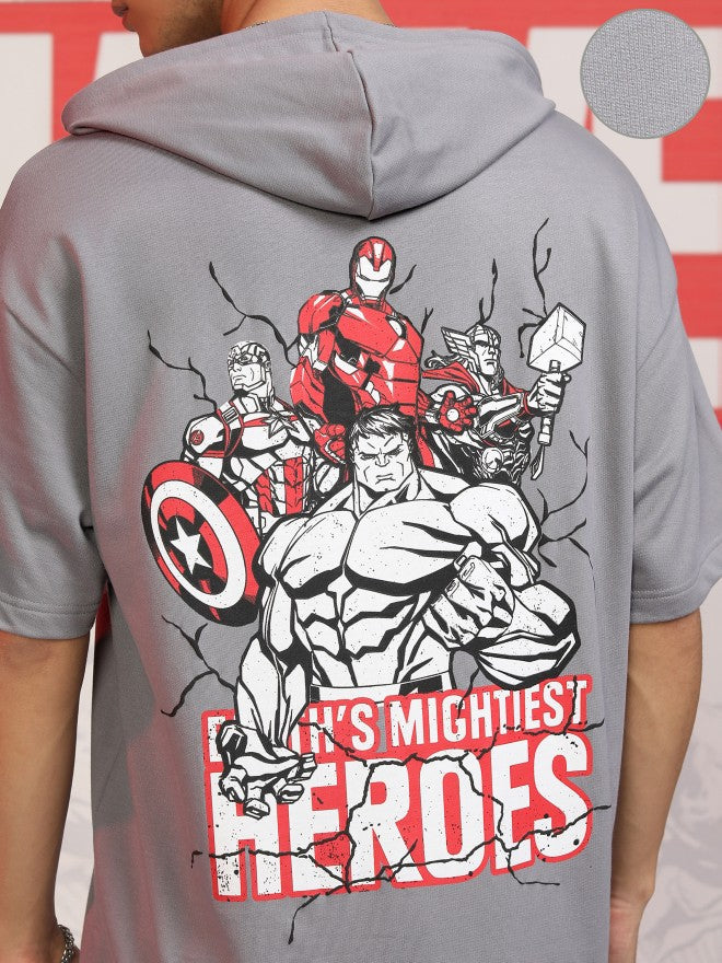 Marvel By Highlander Men Grey Avengers Hooded Pullover Sweatshirt - Grey - Image 5