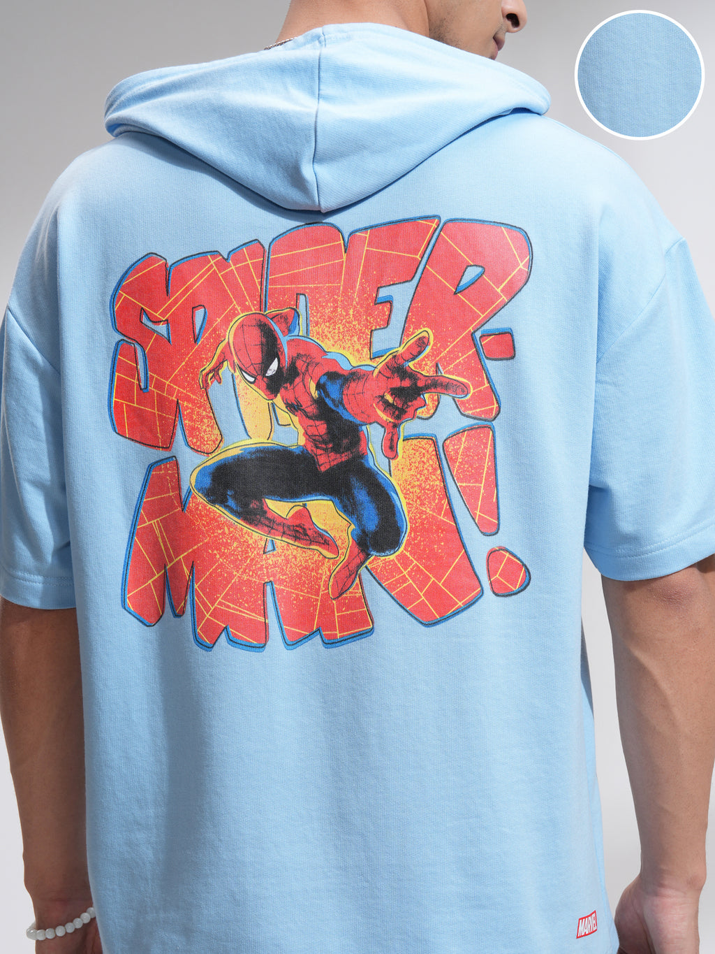 Marvel By Highlander Men Blue Spider-Man Hooded Pullover Sweatshirt - Blue - Image 5