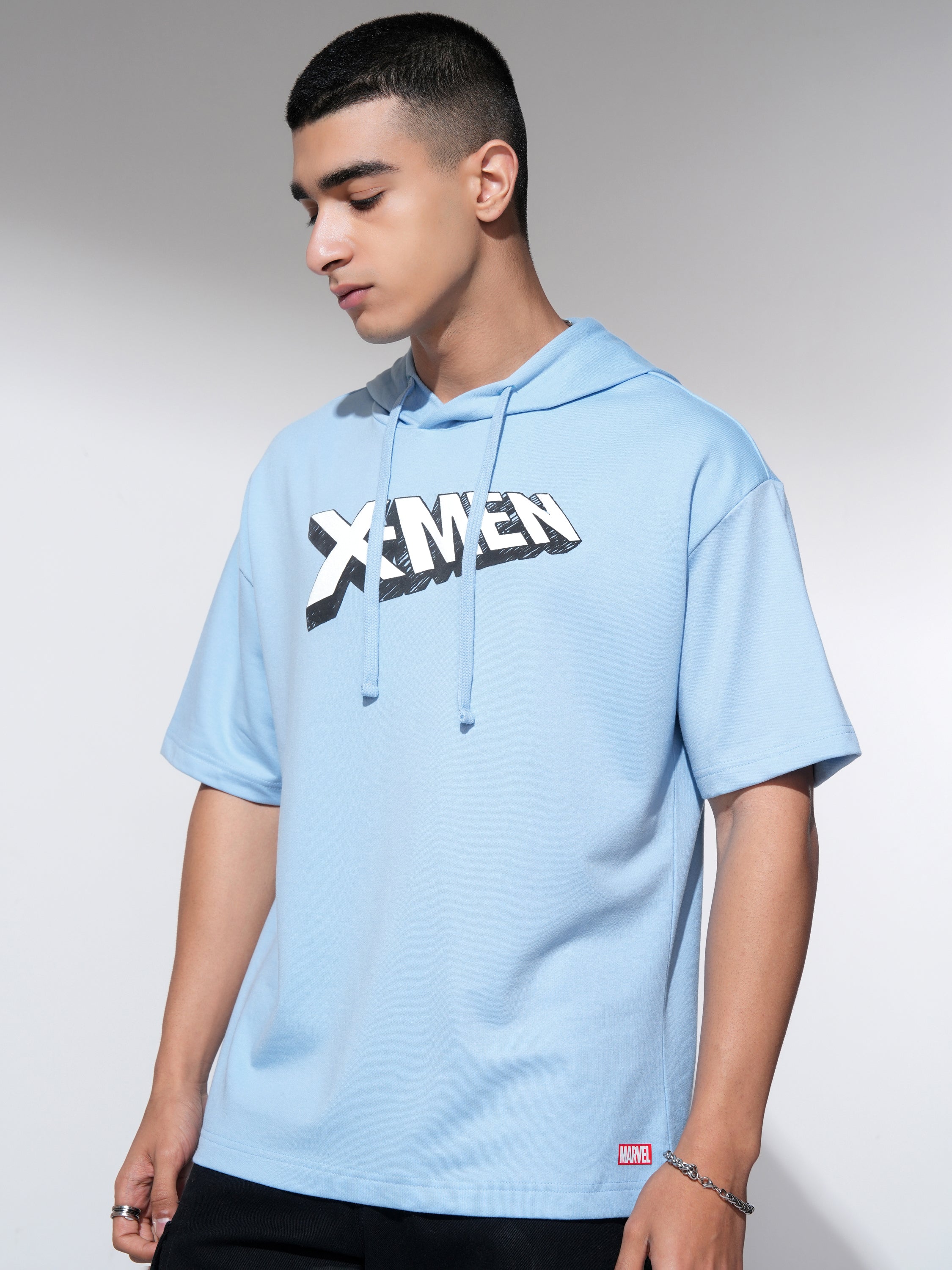 Marvel By Highlander Men Blue X-Men Hooded Pullover Sweatshirt - Blue - Image 4