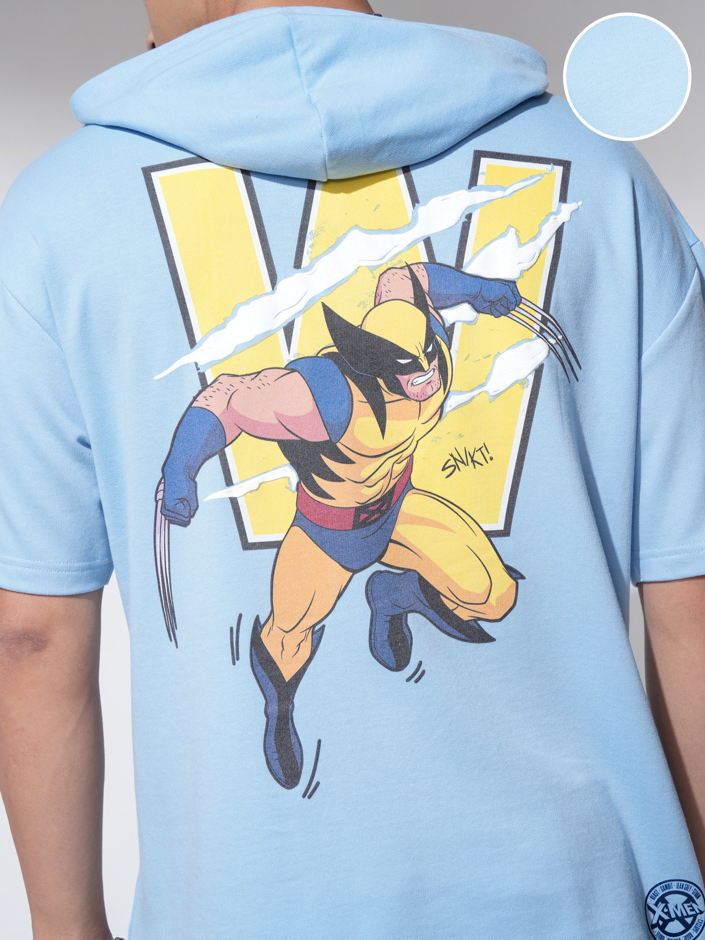 Marvel By Highlander Men Blue X-Men Hooded Pullover Sweatshirt - Blue - Image 5
