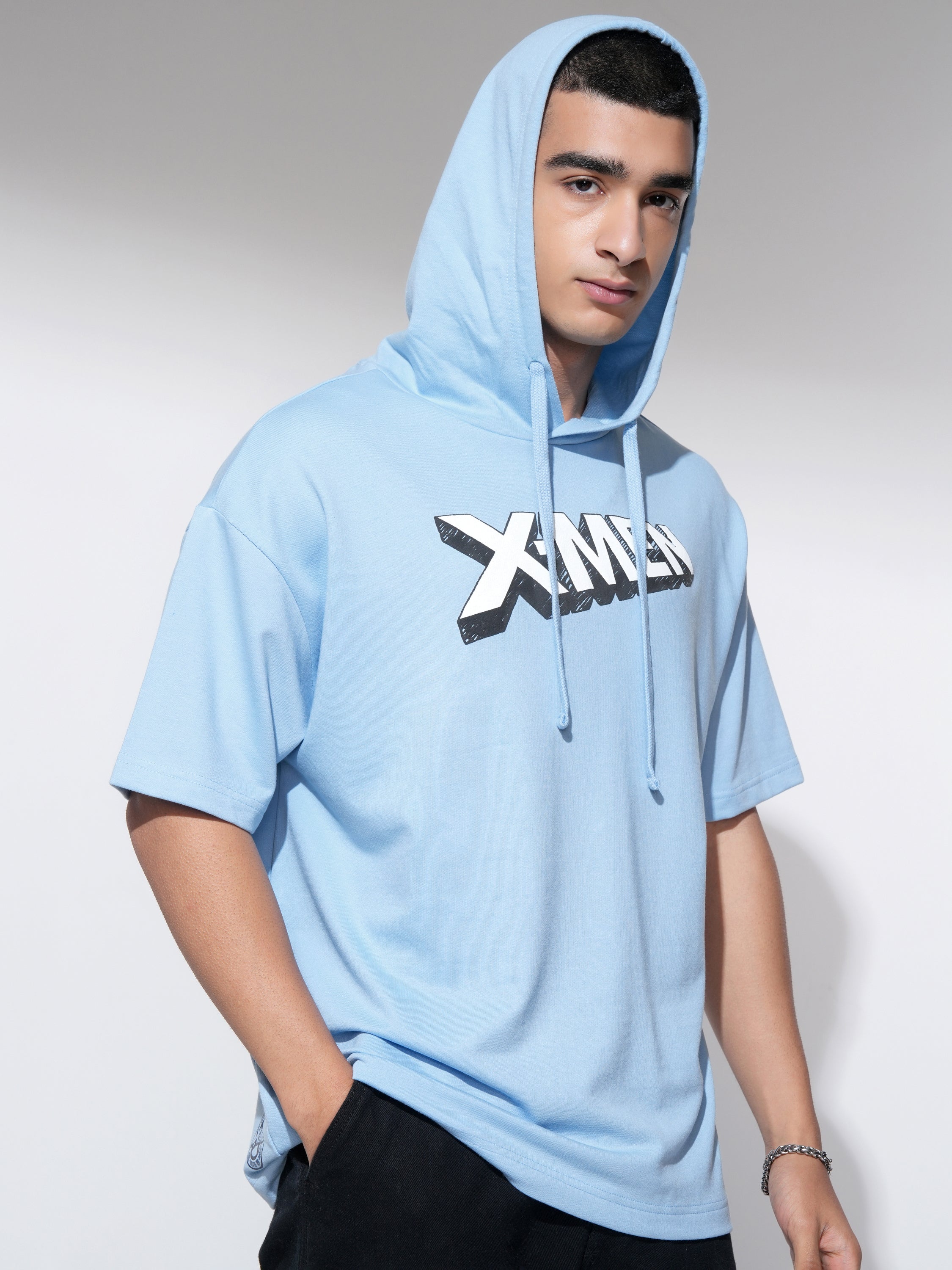 Marvel By Highlander Men Blue X-Men Hooded Pullover Sweatshirt - Blue - Image 6
